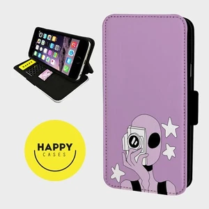 CUTE ALIEN WEIRDO - Faux Leather Flip Phone Case Cover- iPhone/Samsung - Imagen 1 de 5