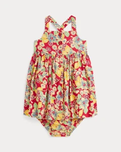 Ralph Lauren Girl's Lemon-Floral Slub Cotton Dress & Bloomer NWT Free Shipping - Picture 1 of 5
