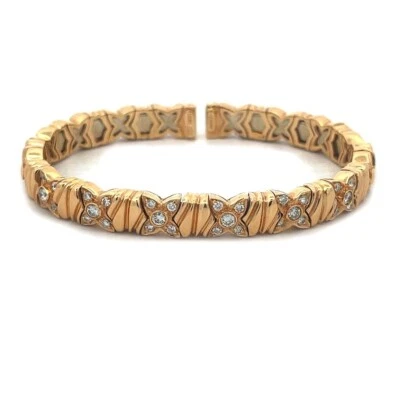 Giovane Diamond Gold Bracelet 18k Yellow Floral Motifs Flex Band - Image 1 of 4