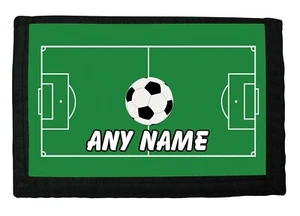 PERSONALISED FOOTBALL PITCH PRINT BOYS RIP WALLET BIRTHDAY CHRISTMAS GIFT - Picture 1 of 3
