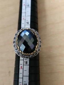 SILPADA 2-FARBIGER STERLING-RING HÄMATIT & CZ KAISERIN GRÖSSE 6,5 - Bild 1 von 6