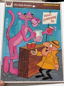 Vintage Whitman 12 pc Pink Panther Complete Puzzle on Tray Frame- Lemonade Stand - Picture 1 of 2
