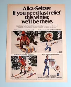 1980 Alka-Seltzer Vintage 1980's Magazine Ad w/ Sammy Davis Jr. Winter Olympics - Picture 1 of 3