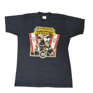 Van Halen Concert Shirt SMALL blue 1981 World Tour Band Single Stitch Ogininal - Picture 1 of 16