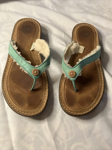 UGG Australia sandali donna taglia 9 hamoa tanga slip on pelle vera pelle di pecora