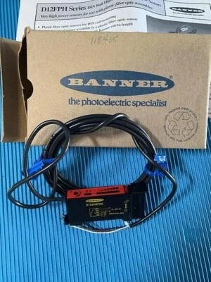 BANNER D12SN6FPH DIN Rail High Power Fiber Optic Sensor D12FPH Series - Image 1 of 3