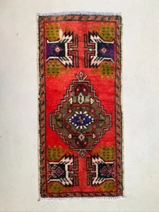 Small Vintage Turkish Rug 101x47 cm, Short Runner, Tribal, Shabby, Mini Carpet - Picture 1 of 6
