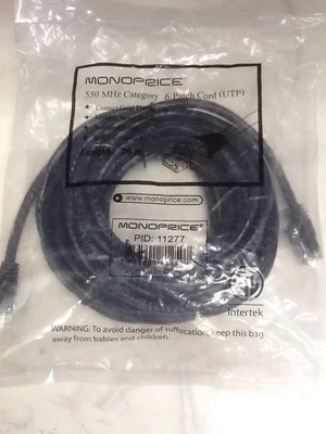 Monoprice 11277 Black 20ft Patch Cord 550 Mhz Category 6 (UTP)  - Image 1 of 4