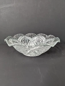 VINTAGE INDIANA GLASSCHALE 9" BLUMENMEDAILLON MIT GEWELLTEM RAND  - Bild 1 von 8