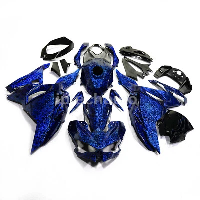 Kit de carenado de fibra de carbono forjado azul + tanque para Kawasaki Ninja 500 2024 2025 EE. UU. Foto 1 de 3