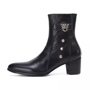 Hommes Bottines en Cuir ,Chaussures ,Homme Moto Bottes,Noir - Foto 1 di 9