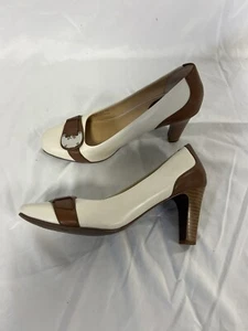 Zapatos de salón Cole Haan marrón crema blanco silla de montar Eliana cuero preppy talla 8,5 - Imagen 1 de 1