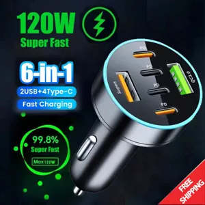 120W USB PD Super Fast Car Charger Adapter For Samsung S25 S24 Ultra S24 FE S23 - Picture 1 of 13