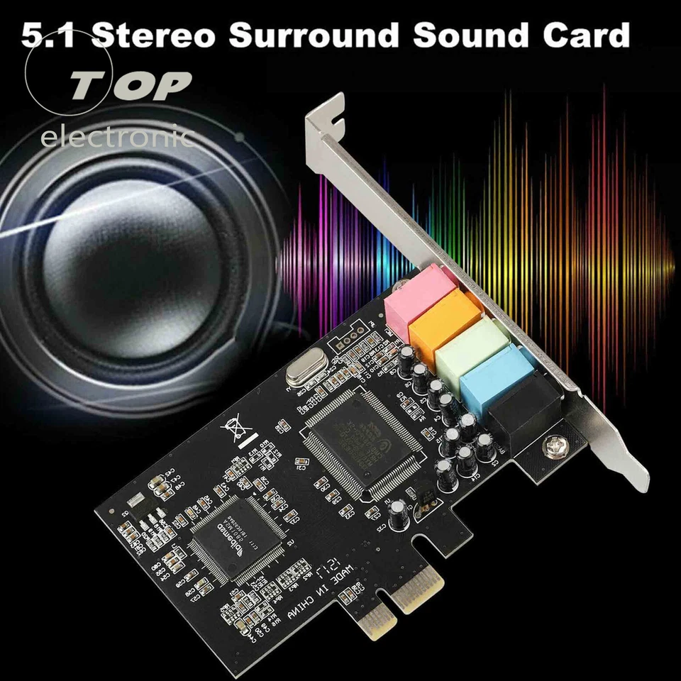 New PCI-E PCI Express 6 Channel 5.1 CMI8738 Audio Sound Card PC windows7/8 - Image 1 of 4