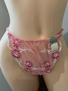 AMBRIELLE MYSTIQUE G-STRING THONG Pink Flowers Vintage 90’s SIZE 7/large NWT - Picture 1 of 5