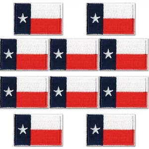 Texas Flag Patches (10-Pack) Small USA Flag Embroidered Iron On Patch Applique - Picture 1 of 7