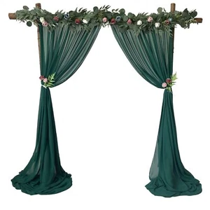 Sheer Chiffon Backdrop Curtains 10ft x 10ft,Chiffon Fabric Drapes for Wedding... - Picture 1 of 7