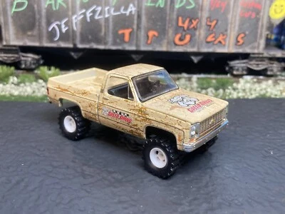 1973 Chevy K10 Pickup Lifted 4x4 Truck 1/64 Diecast Custom Off Road M2 Machines - Image 1 of 4
