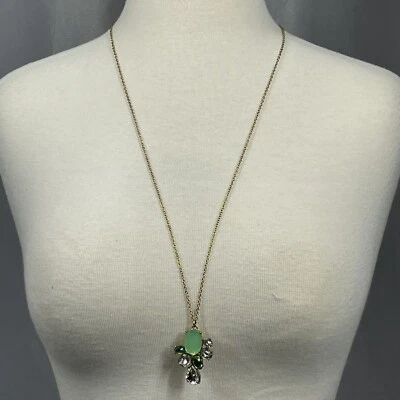 Colgante de diamantes de imitación J Crew en cadena dorada verde iridiscente azul transparente Foto 1 de 4