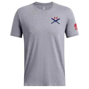 Under Armour Freedom Tac Logo T-Shirt Steel Light Heather LG 1389463-035002 - Picture 1 of 2
