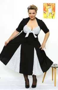 Rockabilly Petticoatkleid DOTTY WHITE - 50s schwarz/weiss Größe 42 - Bild 1 von 5