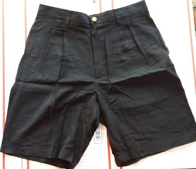 NUEVO JAMAICA JAXX SEDA HOMBRE INFORMAL VESTIDO SHORTS PLISADO DELANTERO NEGRO TALLA 32 Foto 1 de 2