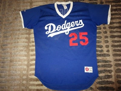 Camiseta deportiva usada 44 de los Dodgers de Los Ángeles #25 Claughlin Rawlings usada en el juego Foto 1 de 3