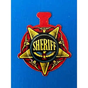 Vintage 1950er Post Rosinenkleie Müslidose Litho Sheriff Metall Abzeichen Pin - Bild 1 von 4