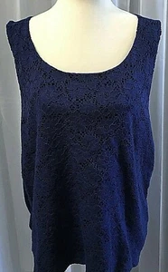 Ellen Tracy " by Company" Sleeveless Mazarine Blue Lace Front Top Size XL EUC - Picture 1 of 9