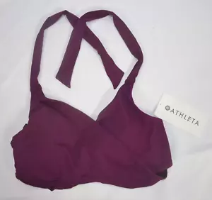 NWT $69 Athleta Size 36B/C 36 B/C Velvet Plum Bra Cup Halter Bikini Top #383978 - Picture 1 of 8