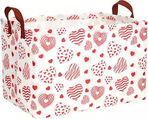 Large Valentine Basket Heart Shaped Storage Bin for Gifts Collapsible Toy Organi - Picture 1 of 12