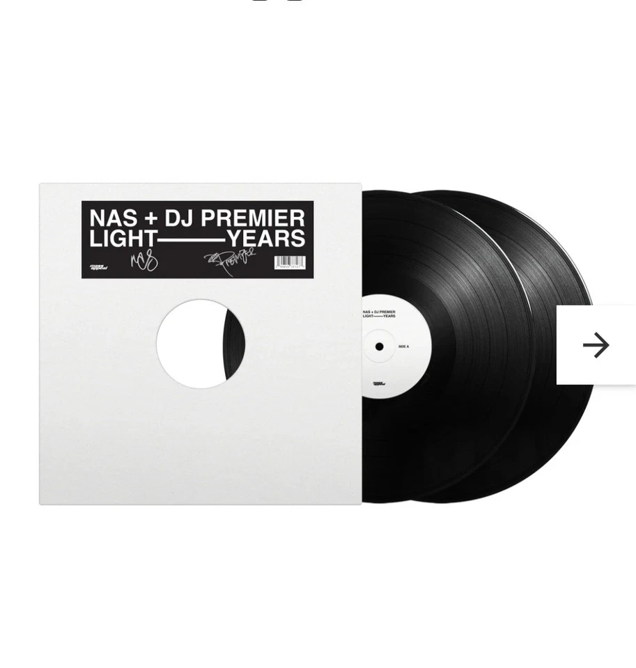 Autographed Signed Nas DJ Premier Light Years Day Ones White Label Vinyl LP - Image 1 of 1