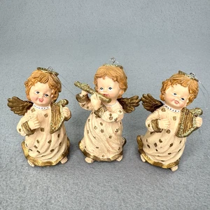 Set of 3 Vintage European Christmas Ornaments Resin Angels 3.5 inches - Picture 1 of 8