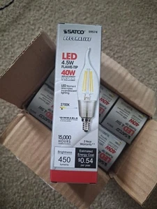 Satco LED 4.5 Flame-Tip Decorative Light Bulbs Case Of 6 - Picture 1 of 6