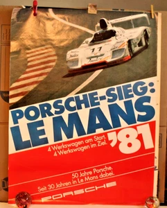ORIGINAL PORSCHE FACTORY POSTER “PORSCHE-SIEG (PORSCHE VICTORY): LE MANS '81” - Picture 1 of 4