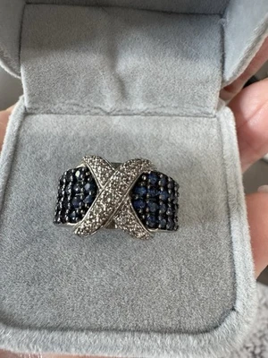 925 Пробы кольцо сапфир натуральный драгоценный камень ювелирных изделий размер 7 X дизайн - Изображение 1 из 4