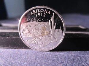 2008-S Silver Quarter ARIZONA Mirror Proof toning center reverse - Picture 1 of 3