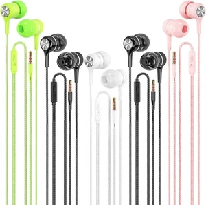 Wired Earbuds with Microphone 5 Pack, in-Ear Headphones with Heavy Bass, High... - Photo 1 sur 8