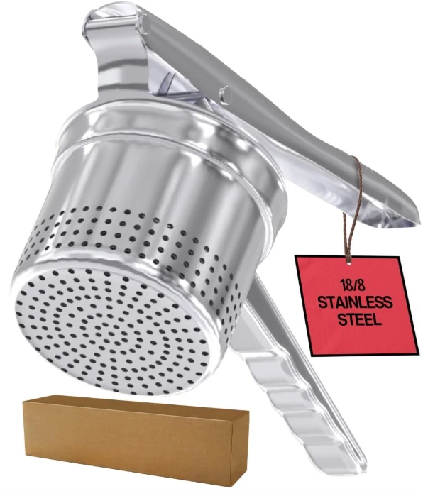 Prensa de patatas acero inox 18/8 para puré esponjoso y verduras, uso profesional Foto 1 de 4