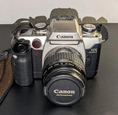 Canon EOS 55 ELAN II 2 SLR 35mm Film Camera, Ultrasonic 52mm Lens 35 80mm  - Image 1 of 4