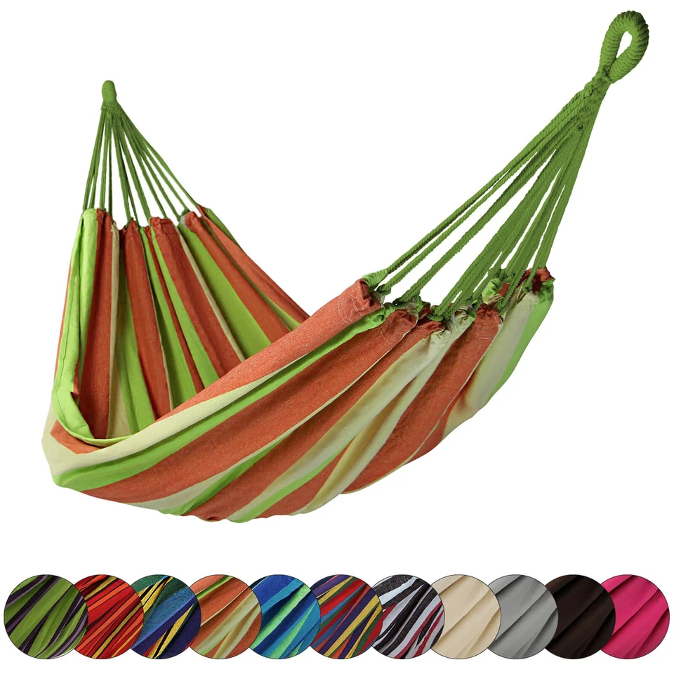 Hängematte 200 x 140cm Hängeliege Baumwolle max. 200 kg Outdoor Garten Camping - Bild 1 von 1