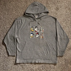 Vintage 90s Disney Hoodie Adult M Gray Mickey & Friends Donald Goofy Embroidered - Picture 1 of 5
