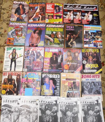 1980s Heavy Metal Magazines Kerrang!, Hit Parader, Fanzines + Lot of 21 w/ Dups - Image 1 of 4