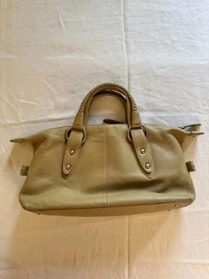 Taupe Tula Genuine Leather Shoulder Bag With Braided Handles And Zip Closure - Image 1 of 4