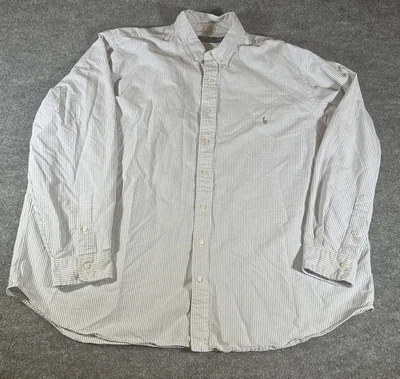 Polo Ralph Lauren Men’s 3XB Big Blue White Striped Button Down Flesh Pony - Image 1 of 4