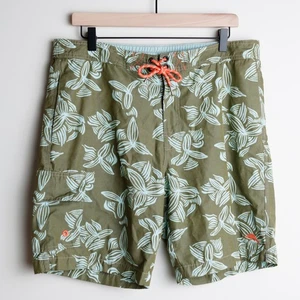 Tommie Bahama Boardshorts Para Hombres M Mediano Verde Azul Nadar Estampado Floral Hawaiano - Imagen 1 de 9