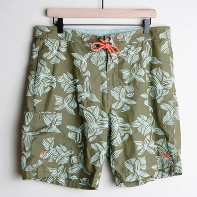 Tommie Bahama Boardshorts Para Hombres M Mediano Verde Azul Nadar Estampado Floral Hawaiano Foto 1 de 4