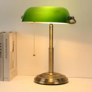 Bankers Desk Lamp, Green Retro Lamp, Vintage Lamp with Pull Chain Switch for ... - Picture 1 of 8