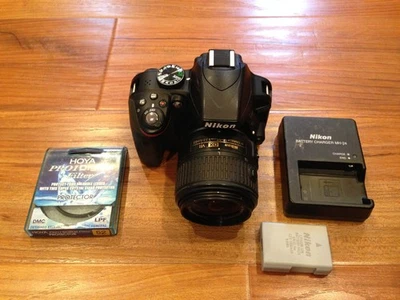 Nikon D3300 24.2MP Digital SLR Camera Body w/ AF-S DX  18-55mm VR II Kit Lens - Image 1 of 4