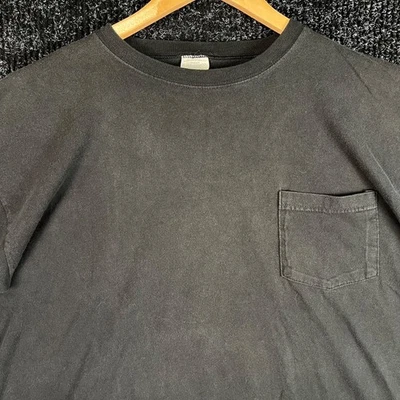 Vintage G.H. Bass & Co. Men’s Pocket T-Shirt Size Large Black Faded Distressed - Image 1 of 4